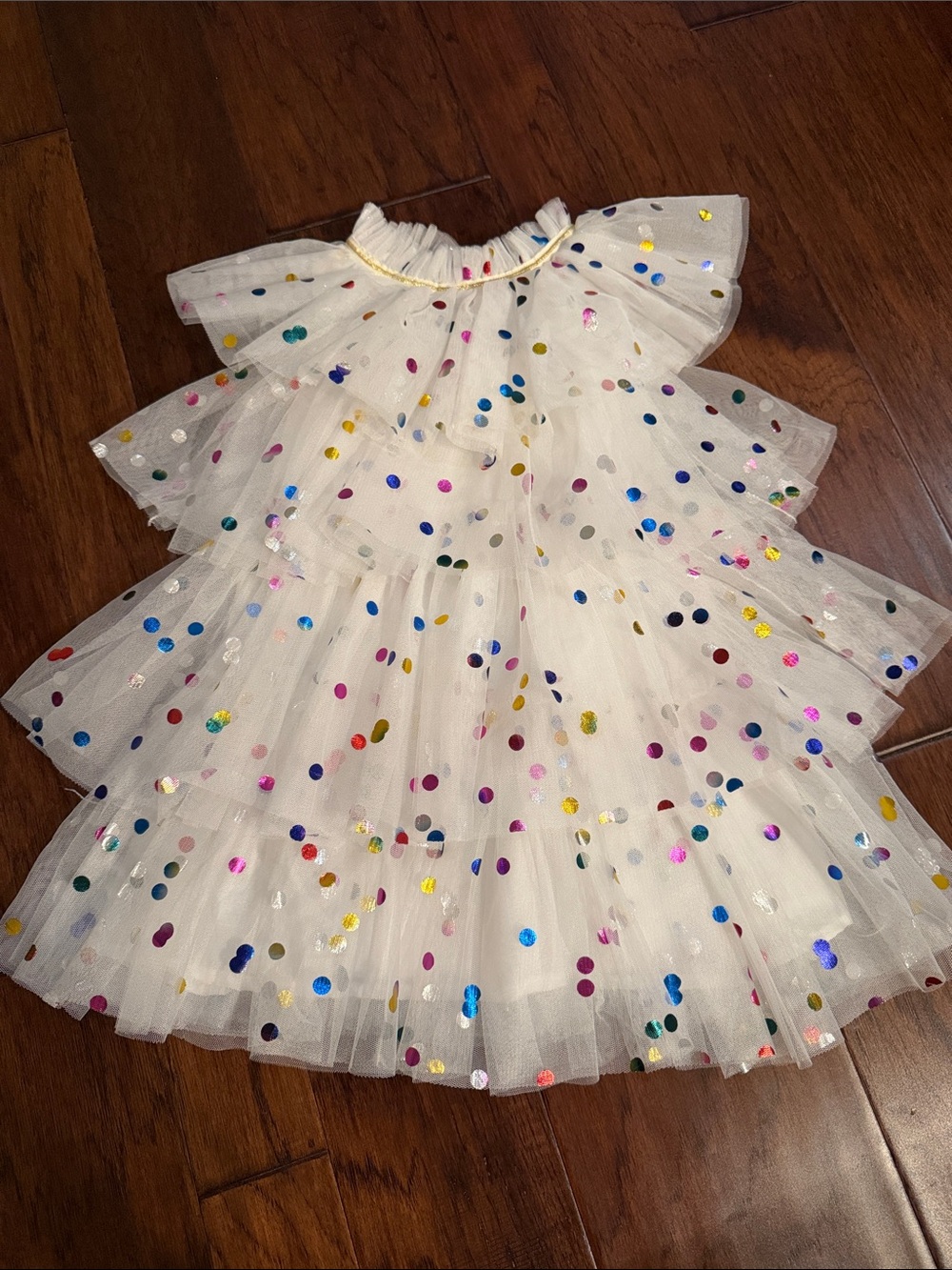 Lola + The Boys White Tulle Dress with Multicolor Sequin Dots